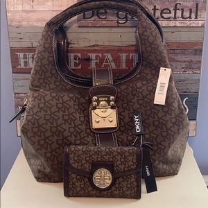 DKNY Dark Brown Bag with matching wallet